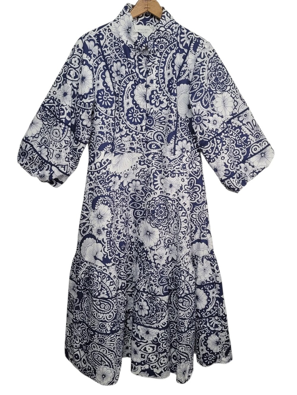 Hyacinth House Hillsborough Midi Dress Navy White Floral Size S Cottagecore